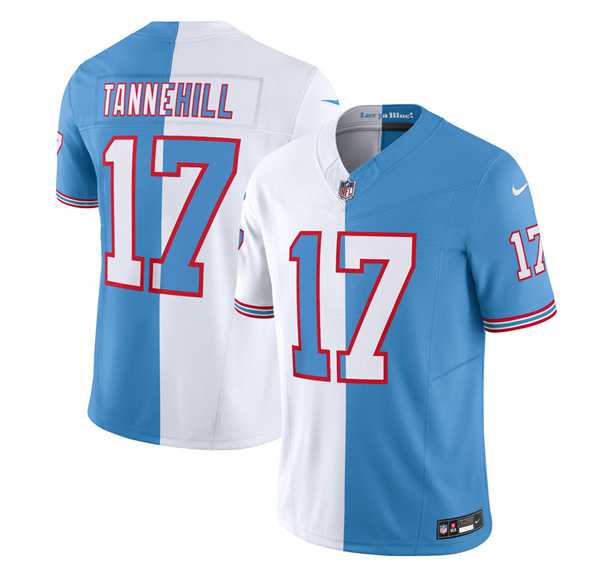 Men & Women & Youth Tennessee Titans #17 Ryan Tannehill White Blue 2023 F.U.S.E. Split Vapor Limited Throwback Jersey->tennessee titans->NFL Jersey